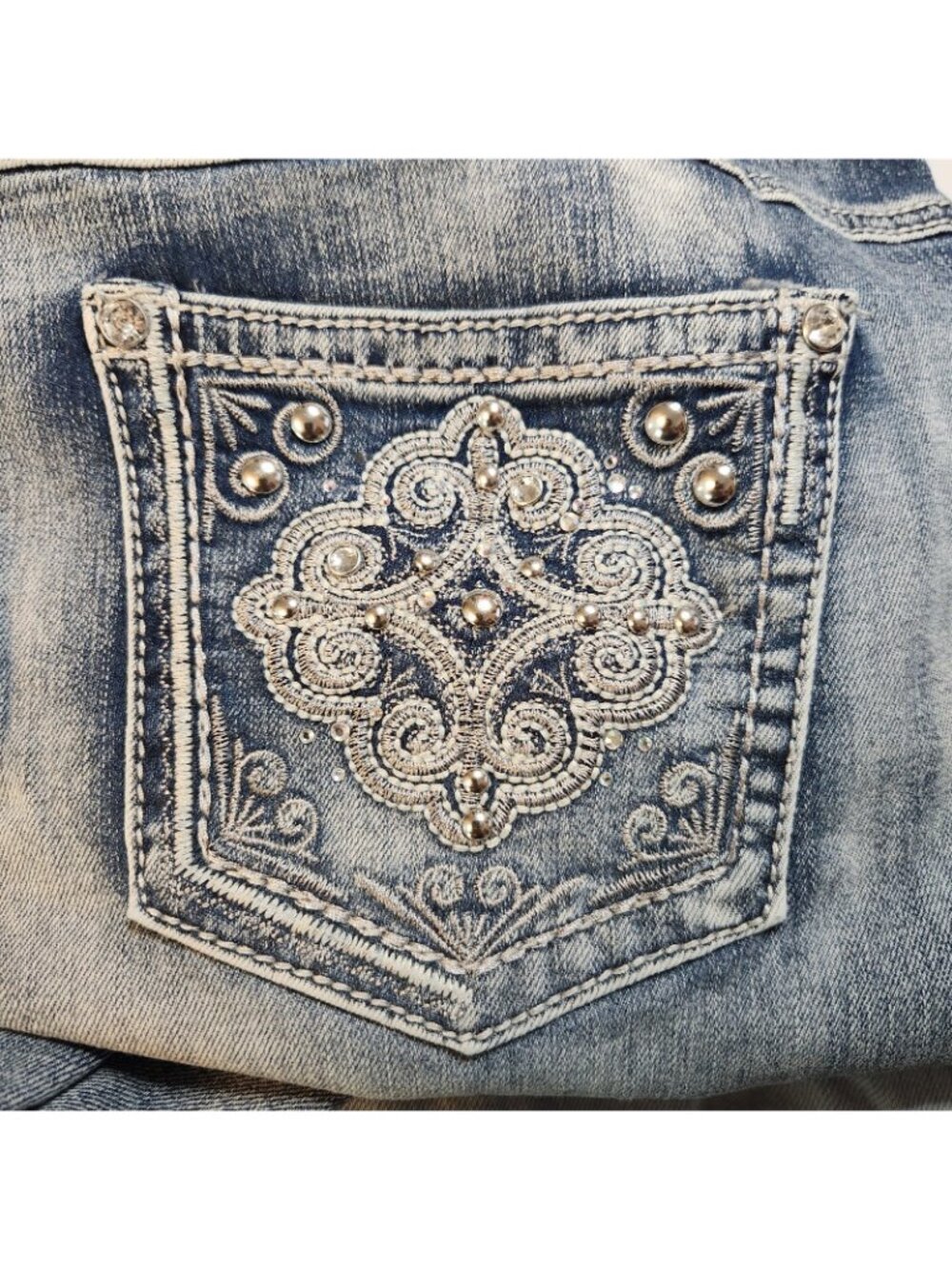 Cato Blue Jeans Mid Rise Acid Wash Boot Lg Denim Blue Jean Petite Siz 14P 34Wx29 - Picture 13 of 16